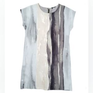 Stile Benetton Watercolor Marble Sleeveless Gray Shift Dress S Art to Wear Boho